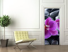 Samolepka na dvee flie 90 x 220, 13998987 - beautiful orchid detail still life spa stones