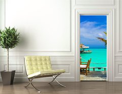 Samolepka na dvee flie 90 x 220  Cafe on the beach, 90 x 220 cm