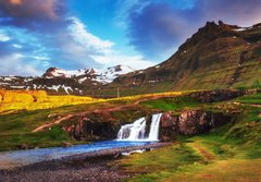 Fototapeta184 x 128  The beautiful landscape of mountains and rivers in Iceland., 184 x 128 cm