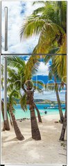 Samolepka na lednici flie 80 x 200, 141606224 - Tropical beach with coconut palm trees and lagoon on Fiji Islands - Tropick pl s kokosovmi palmami a lagunou na Fidi