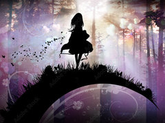 Samolepka flie 270 x 200, 141904657 - Evening in the magical Forest cartoon character in the real world silhouette art photo manipulation