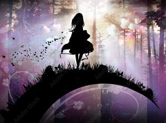 Fototapeta pltno 330 x 244, 141904657 - Evening in the magical Forest cartoon character in the real world silhouette art photo manipulation