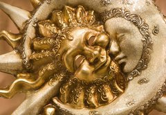 Samolepka flie 145 x 100, 14368544 - day and night - sun and moon - mask from venice - den a noc