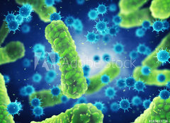 Fototapeta pltno 160 x 116, 143813734 - Pathogenic bacteria and viruses , Microscopic germs that cause infectious diseases , Viral and bacterial infection