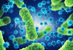 Fototapeta pltno 174 x 120, 143813734 - Pathogenic bacteria and viruses , Microscopic germs that cause infectious diseases , Viral and bacterial infection