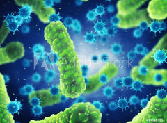 Fototapeta papr 360 x 266, 143813734 - Pathogenic bacteria and viruses , Microscopic germs that cause infectious diseases , Viral and bacterial infection - Patogenn bakterie a viry, Mikroskopick zrodky zpsobujc infekn onemocnn, Virov a bakteriln infekce