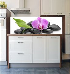 Fototapeta do kuchyn flie 180 x 60, 144086994 - zen basalt stones ,orchid and bamboo