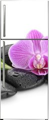 Samolepka na lednici flie 80 x 200, 144086994 - zen basalt stones ,orchid and bamboo - ediov kameny zen, orchidej a bambus