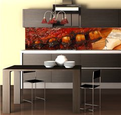 Fototapeta do kuchyn flie 260 x 60  Slabs of BBQ Spare ribs, 260 x 60 cm