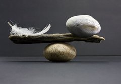 Samolepka flie 145 x 100, 14789784 - feather and stone balance - pov a kamenn rovnovha