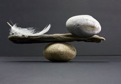 Fototapeta184 x 128  feather and stone balance, 184 x 128 cm