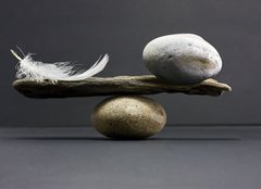 Fototapeta240 x 174  feather and stone balance, 240 x 174 cm