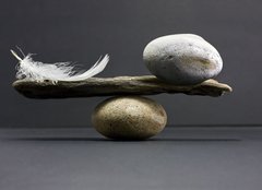 Fototapeta254 x 184  feather and stone balance, 254 x 184 cm