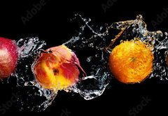 Fototapeta pltno 174 x 120, 148249825 - Set of fresh fruits in water splash isolated on black background