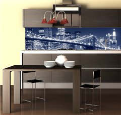 Fototapeta do kuchyn flie 260 x 60  Brooklyn Bridge and Manhattan skyline At Night, New York City, 260 x 60 cm