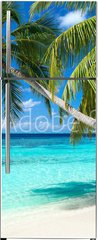 Samolepka na lednici flie 80 x 200  coco palms on tropical paradise beach with turquoise blue water and blue sky, 80 x 200 cm