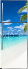 Samolepka na lednici flie 80 x 200, 151010448 - coco palms on tropical paradise beach with turquoise blue water and blue sky