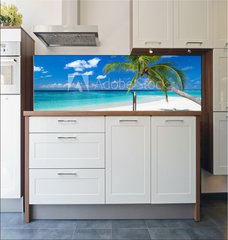 Fototapeta do kuchyn flie 180 x 60, 151310725 - coco palm on tropical paradise island dream beach