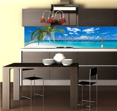 Fototapeta do kuchyn flie 260 x 60, 151547263 - coco palm panorama wide format on tropical paradise dream beach