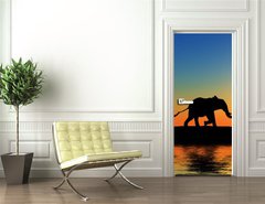 Samolepka na dvee flie 90 x 220  Family of elephants., 90 x 220 cm