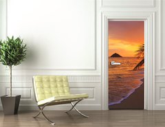 Samolepka na dvee flie 90 x 220  Pacific sunrise at Lanikai beach in Hawaii, 90 x 220 cm