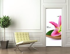 Samolepka na dvee flie 90 x 220  Beautiful lily flower, 90 x 220 cm