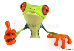 Fototapeta184 x 128  Grenouille avec un panneau, 184 x 128 cm