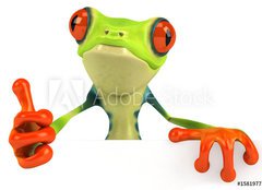 Fototapeta pltno 240 x 174, 15819778 - Grenouille avec un panneau