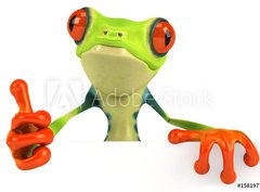 Fototapeta330 x 244  Grenouille avec un panneau, 330 x 244 cm