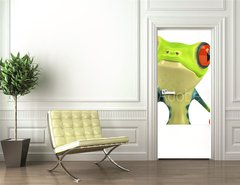 Samolepka na dvee flie 90 x 220  Grenouille avec un panneau, 90 x 220 cm