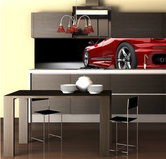 Fototapeta do kuchyn flie 260 x 60  Red car, 260 x 60 cm