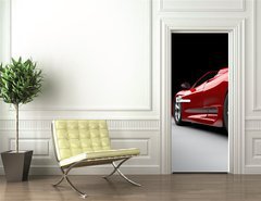 Samolepka na dvee flie 90 x 220  Red car, 90 x 220 cm