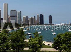 Samolepka flie 100 x 73, 15938614 - Chicago Summer Panorama