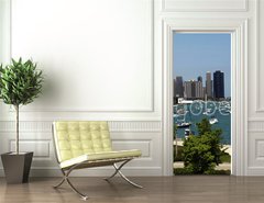 Samolepka na dvee flie 90 x 220  Chicago Summer Panorama, 90 x 220 cm