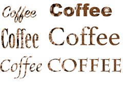 Fototapeta papr 184 x 128, 161244620 - Spelling the word coffee by coffee beans on white background