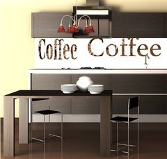 Fototapeta do kuchyn flie 260 x 60, 161244620 - Spelling the word coffee by coffee beans on white background