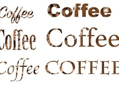 Samolepka flie 270 x 200, 161244620 - Spelling the word coffee by coffee beans on white background