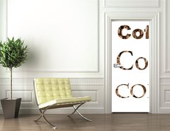 Samolepka na dvee flie 90 x 220, 161244620 - Spelling the word coffee by coffee beans on white background