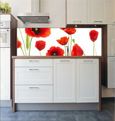 Fototapeta do kuchyn flie 180 x 60, 16302872 - red poppies over white background - floral design element