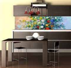Fototapeta do kuchyn flie 260 x 60, 163278851 - Oil painting flowers