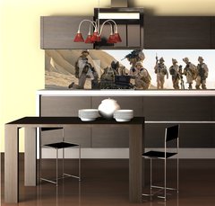 Fototapeta do kuchyn flie 260 x 60, 164038449 - Soldiers are Using Drone for Scouting During Military Operation in the Desert.