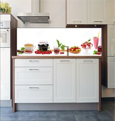 Fototapeta do kuchyn flie 180 x 60, 165225169 - Panoramic wide collage for skinali. Fruit, drinks, healthy food. Isolated on white