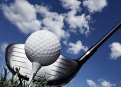 Fototapeta plátno 160 x 116, 16573670 - Golf club and ball in grass - Golfový klub a míč v trávě