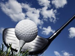 Samolepka flie 270 x 200, 16573670 - Golf club and ball in grass - Golfov klub a m v trv