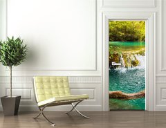 Samolepka na dvee flie 90 x 220  Plitvice lakes in Croatia, 90 x 220 cm