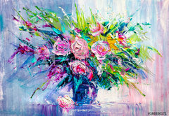 Fototapeta pltno 174 x 120, 166550171 - Oil painting flowers