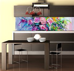 Fototapeta do kuchyn flie 260 x 60, 166550171 - Oil painting flowers