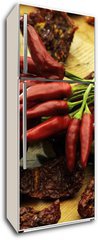 Samolepka na lednici flie 80 x 200  Pomodori secchi e peperoncini rossi, 80 x 200 cm