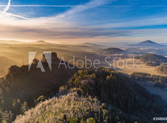 Fototapeta330 x 244  Autumn sunrise over Jetrichovice, beautiful landscape, Bohemian Switzerland, Czech Republic, 330 x 244 cm