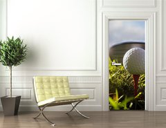 Samolepka na dvee flie 90 x 220, 16911245 - Golf club and ball in grass - Golfov klub a m v trv